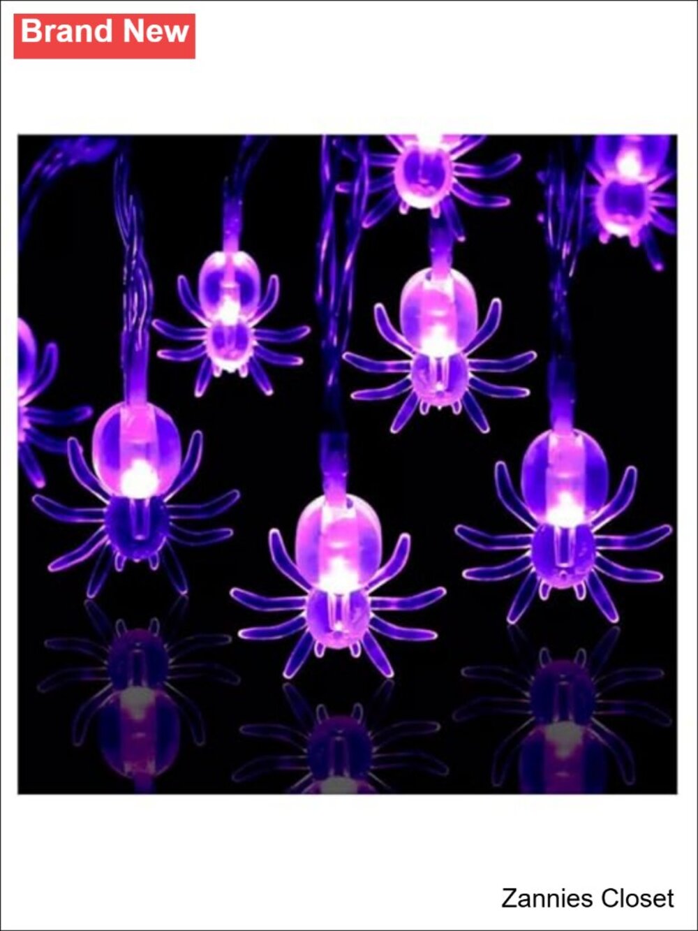 👻 Halloween Spider String Lights 10ft 20 LED Battery Operated Purple Decor